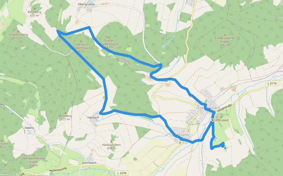 Rundweg 19, Eckweisbach walking route map in Hilders