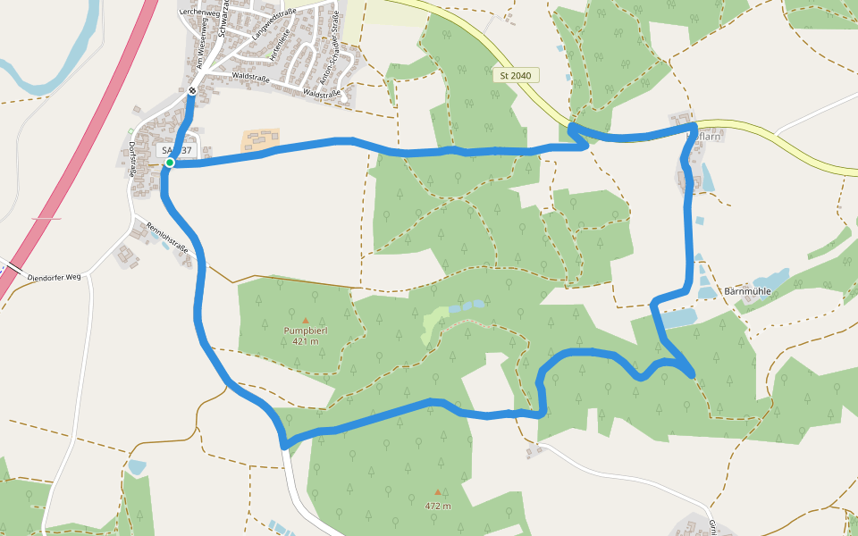 Zitterbach-Rundweg walking route map in Nabburg