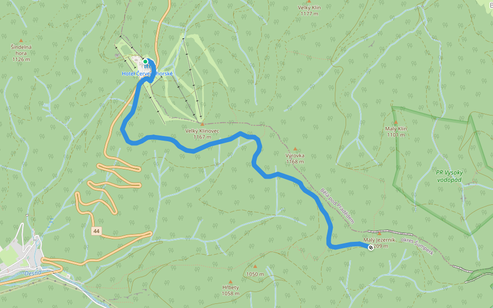 [M] Červenohorské sedlo - Kamzík walking route map in Bělá pod Pradědem
