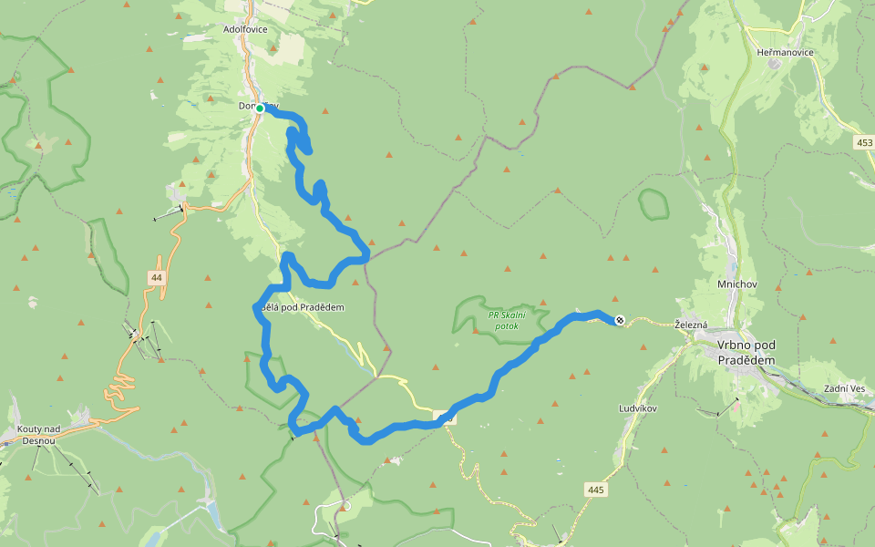 [M] Vrbno pod Pradědem - Domašov walking route map in Bělá pod Pradědem