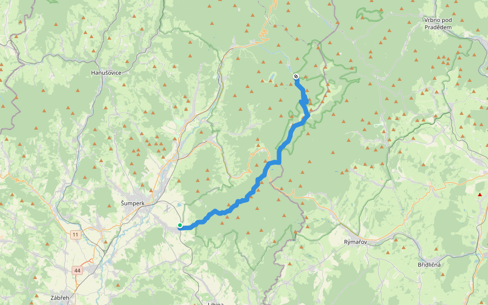 [Z] Dlouhé stráně - Nový Malin walking route map in Nový Malín