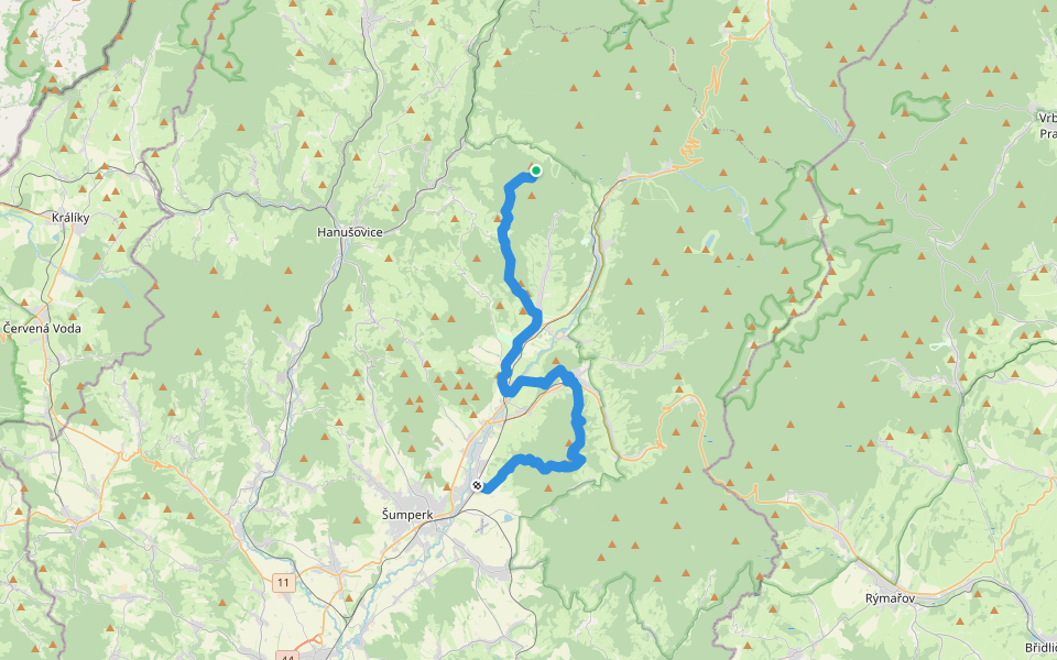 [Z] Vikýřovice (žst.) - Tři Kameny (Útulna) walking route map in Loučná nad Desnou
