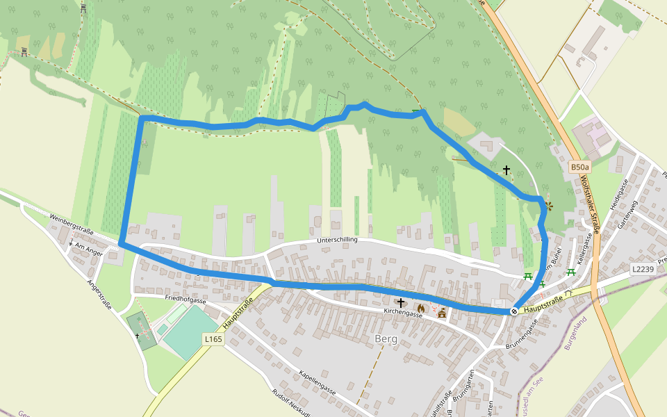 Rundweg Zu den Weinrieden walking route map in Berg
