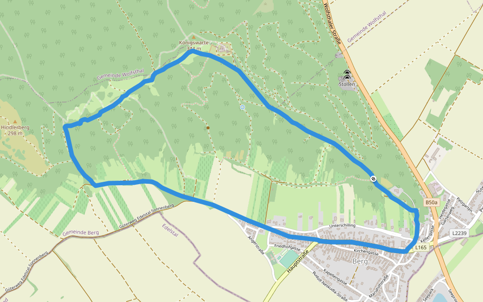 Rundwanderweg Königswarte-Hindlerberg walking route map in Berg