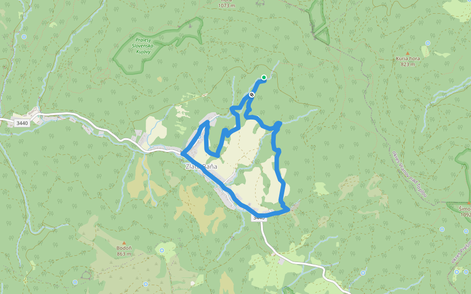 Zlatobanský náučný chodník walking route map in Zlatá Baňa