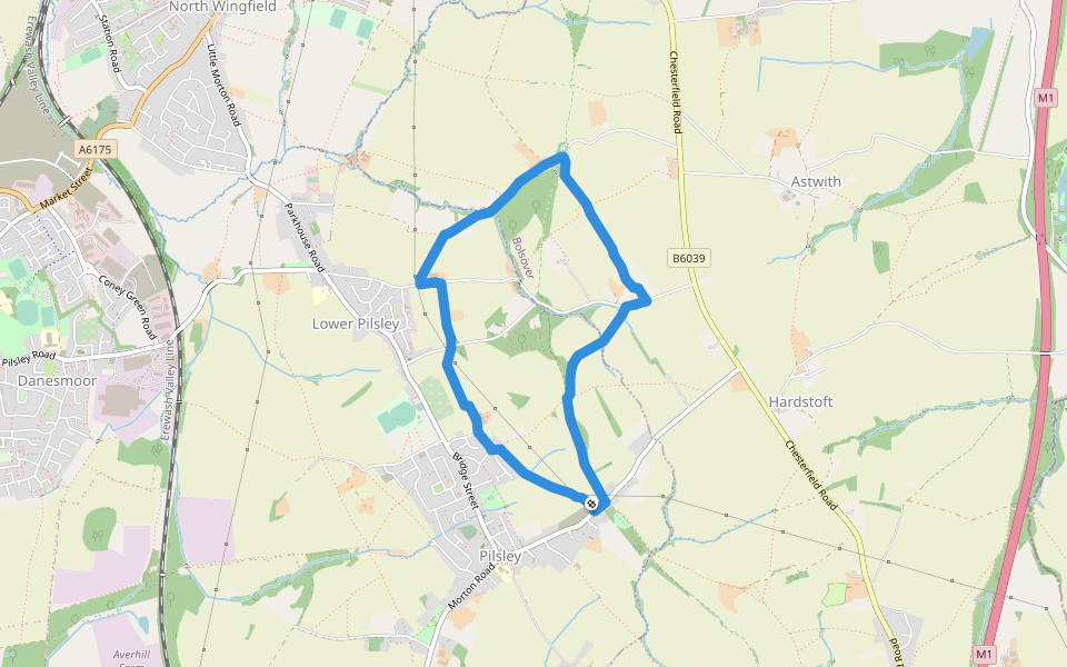 Pilsley Walk walking route map in Pilsley