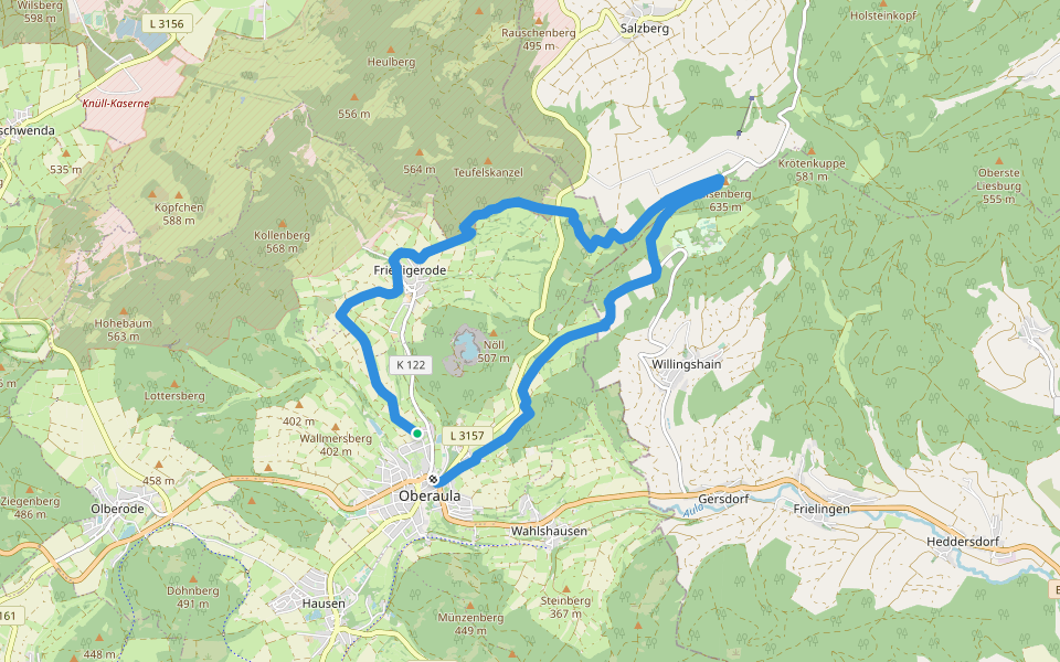 Wanderweg Oberaula 3 walking route map in Oberaula