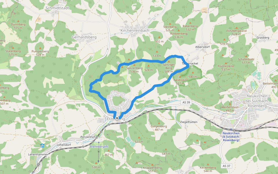 Rundwanderweg 4 Etzelwang - Tabernackel - Rupprechtstein walking route map in Etzelwang