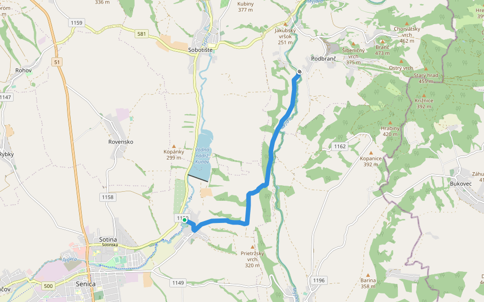 Chodník Viktora Beniaka walking route map in Hubina