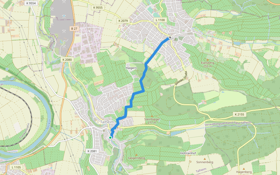 Roter Punkt, Talheim - Flein walking route map in Talheim