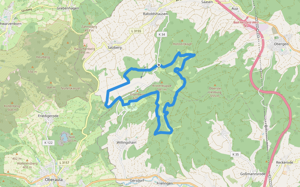 Eisenberg-Siegelweg walking route map in Neuenstein