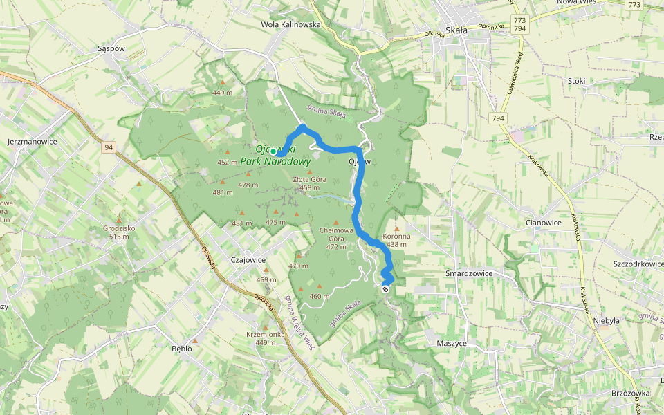 Szlak Jaskini Ciemnej walking route map in Sąspów