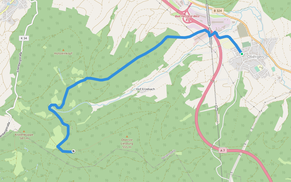 Obergeiser Rundweg 4 walking route map in Neuenstein