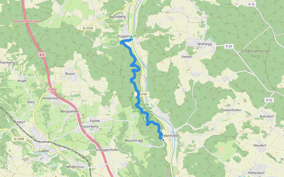 W 52 Pielenhofen - Duggendorf (Grünes Rechteck) walking route map in Duggendorf
