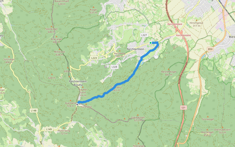 Hotterweg Forchtenstein ( Sportplatz - Badestausee - Rosalia) walking route map in Forchtenstein