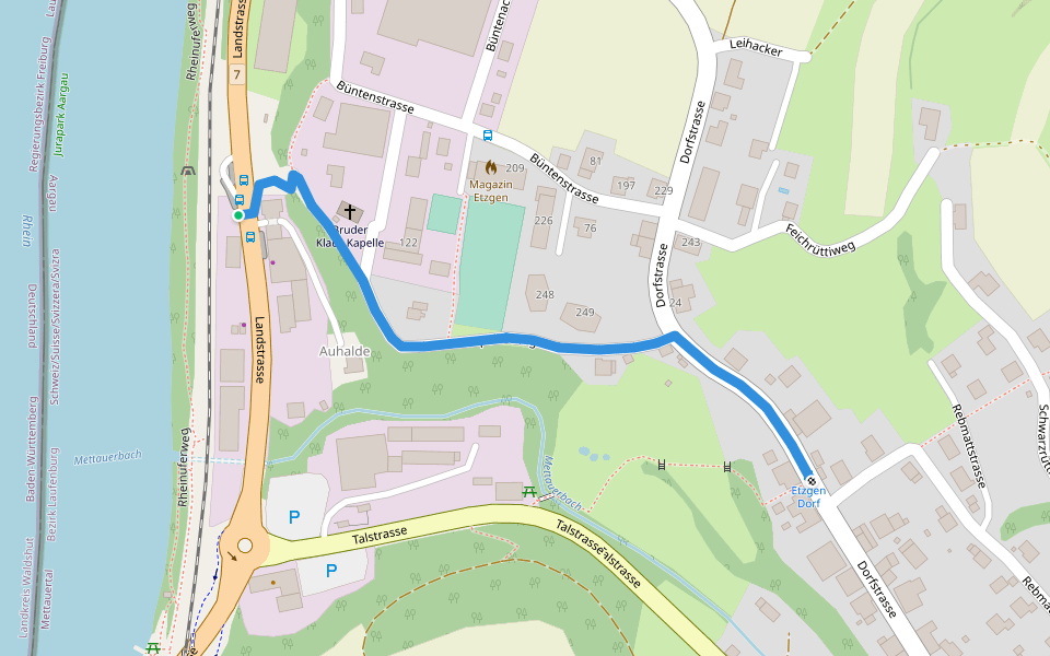 Etzgen Postauto - Etzgen Dorf walking route map in Mettauertal