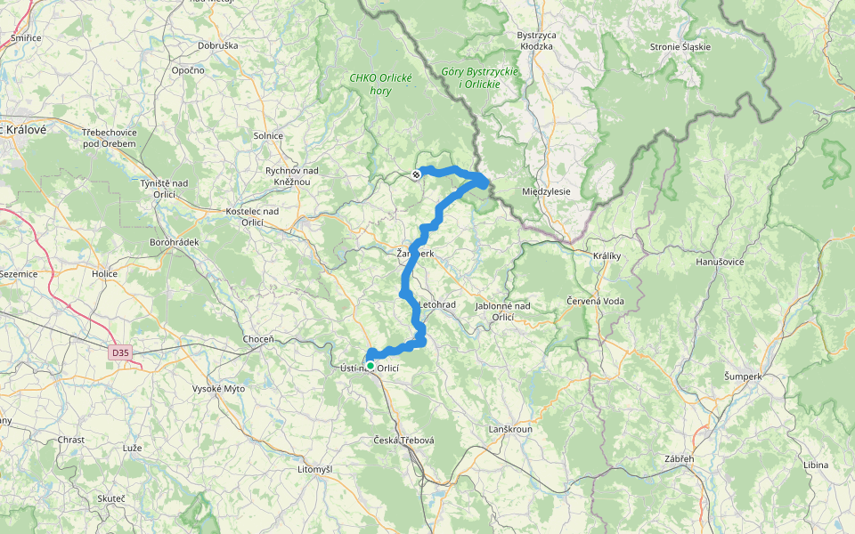 [Z] Ústí nad Orlicí - Rokytnice v O.H. walking route map in Ústí nad Orlicí