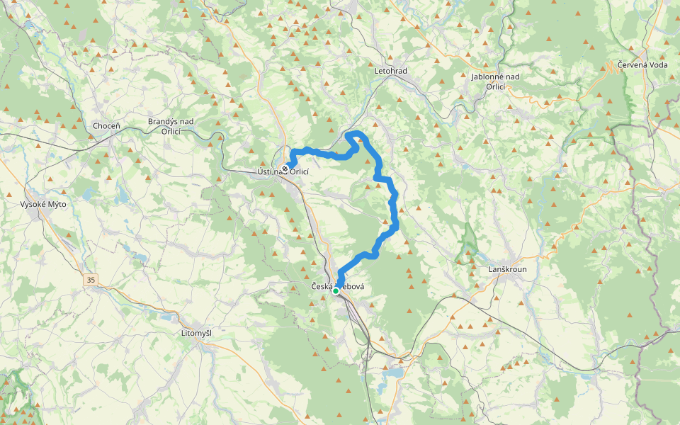 [M] Česká Třebová - Ústí nad Orlicí walking route map in Česká Třebová