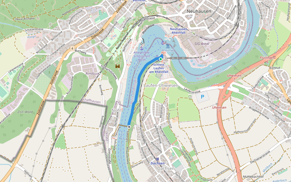 Schloss Laufen - Nohlbrücke walking route map in Dachsen