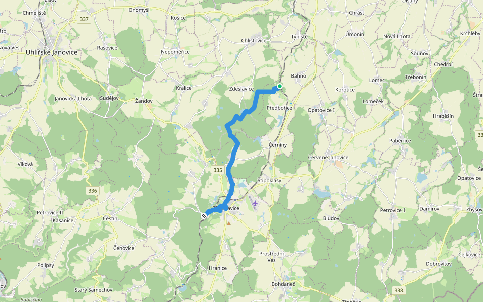 [M] Bahno - Kácov walking route map in Černíny