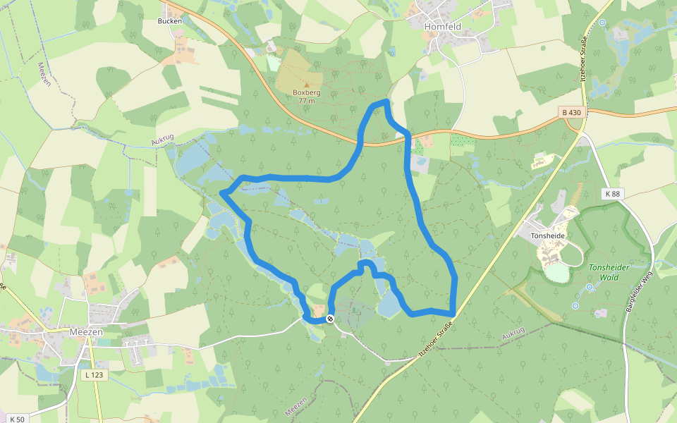 Wanderroute Waldhütten walking route map in Meezen