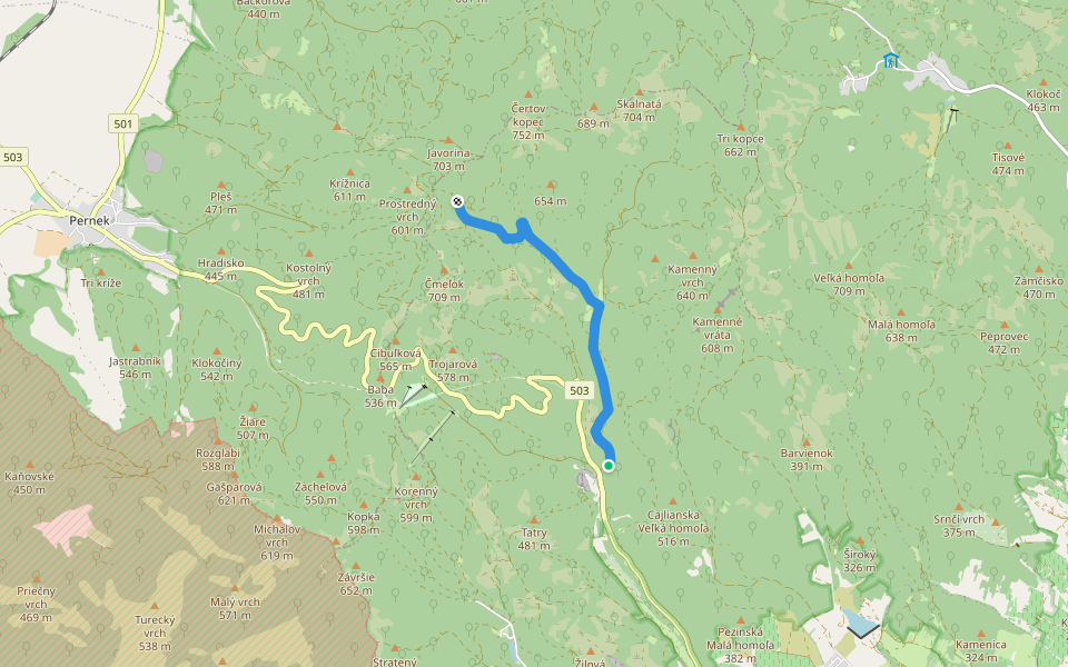 Lesnícky náučný chodník Pece - Čertov kopec walking route map in Pezinok