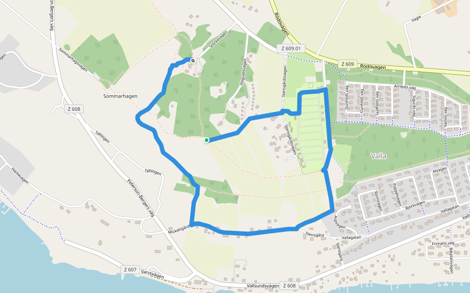 Stengårdsstigen walking route map in Östersund