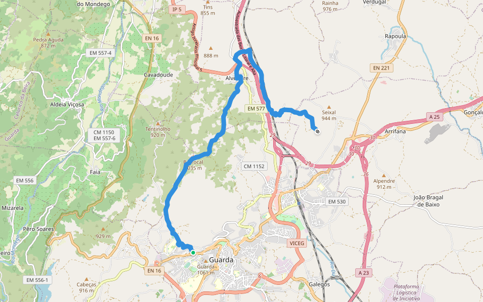 Rota Natura walking route map in Guarda