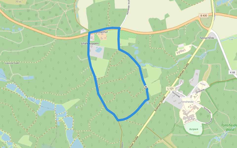 Wanderweg Heidehaus Mosenberg walking route map in Aukrug