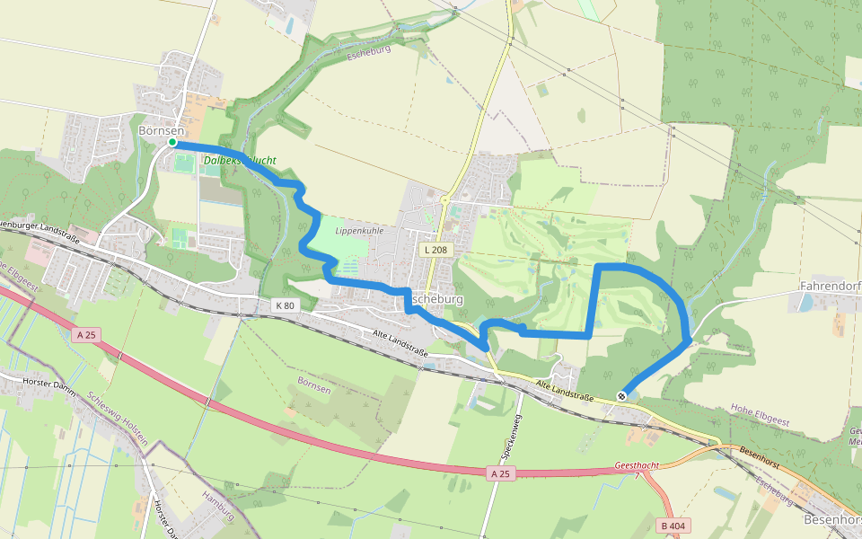 Börnsen - Escheburg(BÖ-ES) walking route map in Börnsen