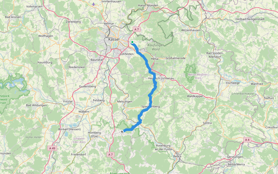 Riedforstweg walking route map in Niestetal