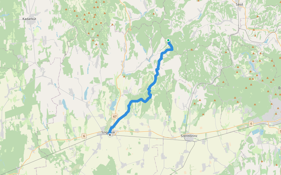 S (Szigetvár – Szabás) walking route map in Csebény