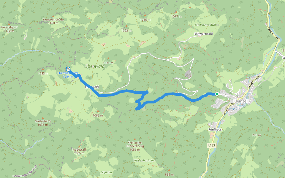 Kleinzell - Weibeck - Ebenwaldhütte walking route map in Kleinzell