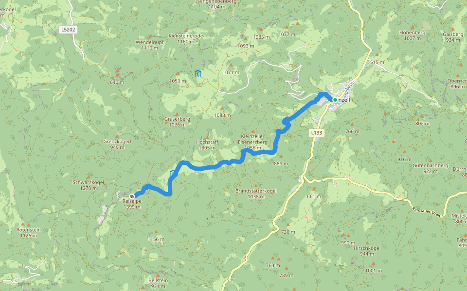 Kleinzell - Reisalpe walking route map in Kleinzell