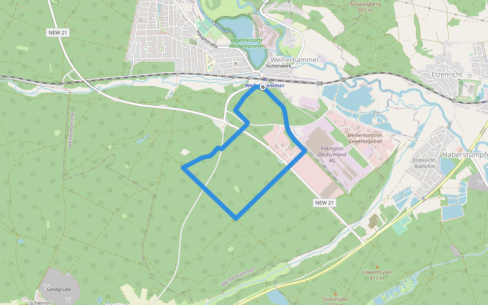 Wanderweg Nr. 2 walking route map in Weiherhammer