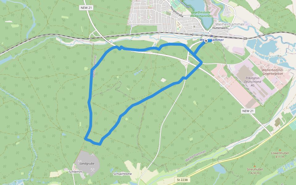Wanderweg Nr. 3 walking route map in Weiherhammer