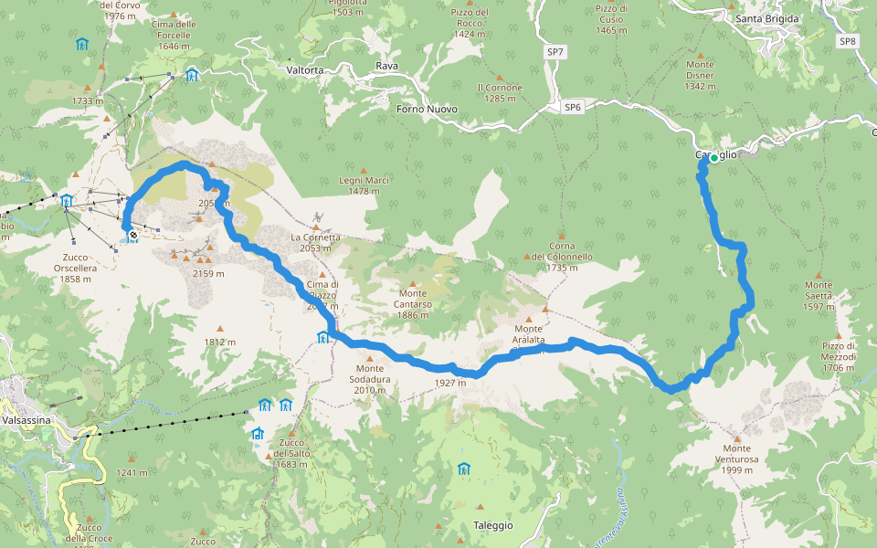 Sentiero delle Orobie Occidentali - Tappa 1 walking route map in Cassiglio