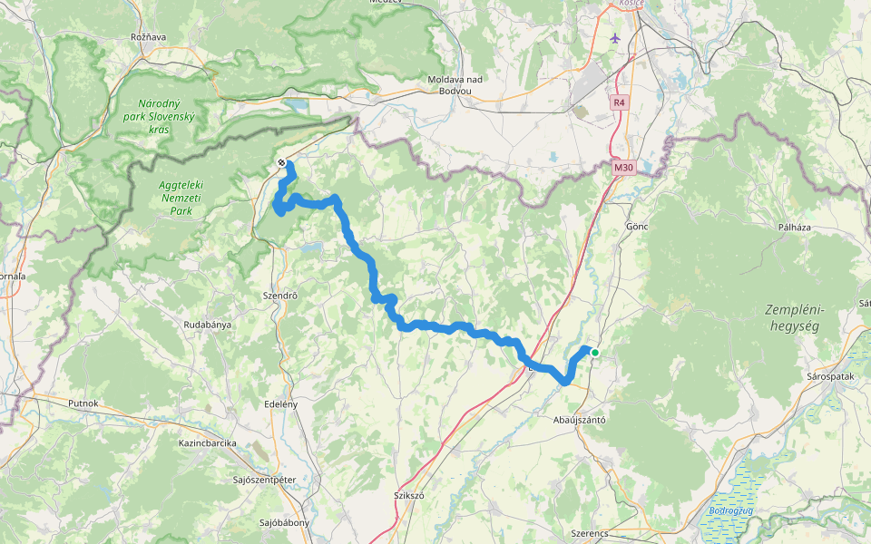 K, OKT 25. (Bódvaszilas – Boldogkőváralja) walking route map in Boldogkőváralja