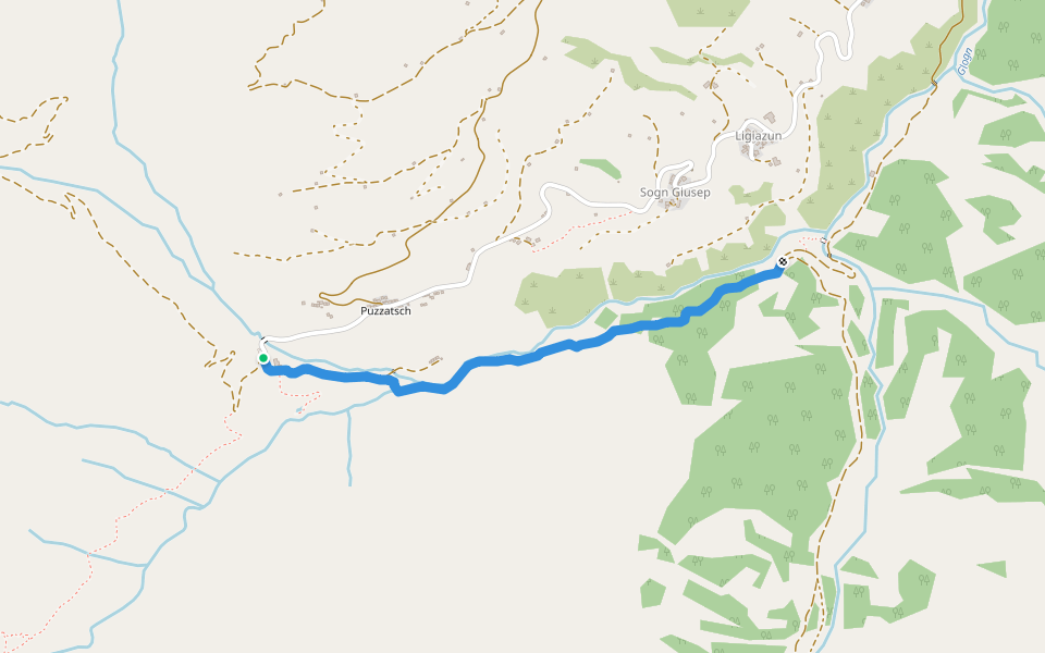 Plaun Tgiern-Parvalsauns walking route map in Lumnezia