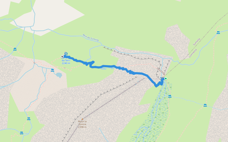 Camona-Camona dil Terri walking route map in Lumnezia