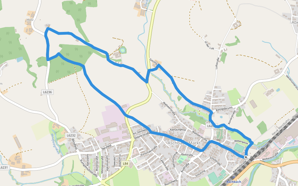 Pfadfinderwanderweg walking route map in Aschbach-Markt