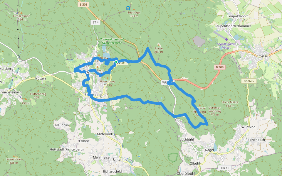 Fichtelberger Steinzeitweg walking route map in Fichtelberg