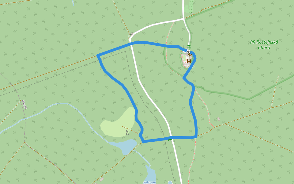 Naučná stezka Roštýnská obora walking route map in Doupě