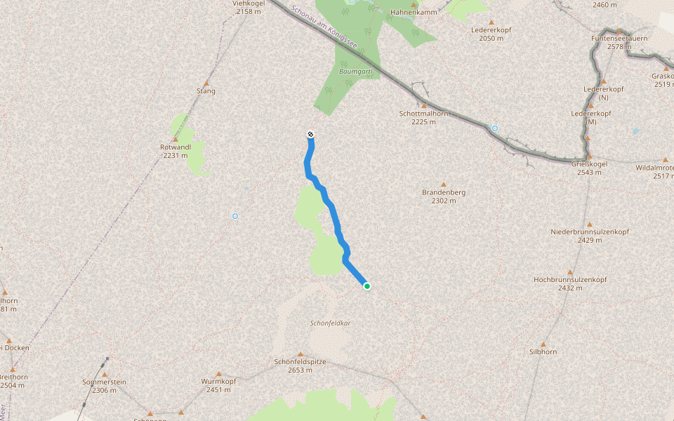 Buchauerscharte←→Funtensee walking route map in Krallerwinkl