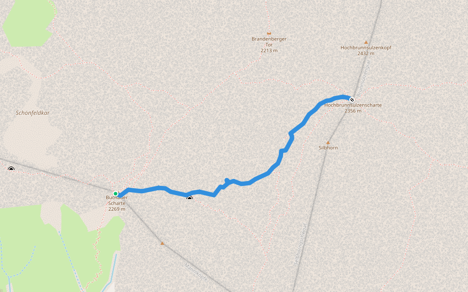 Buchauerscharte↔Hochbrunnsulzen walking route map in Saalfelden