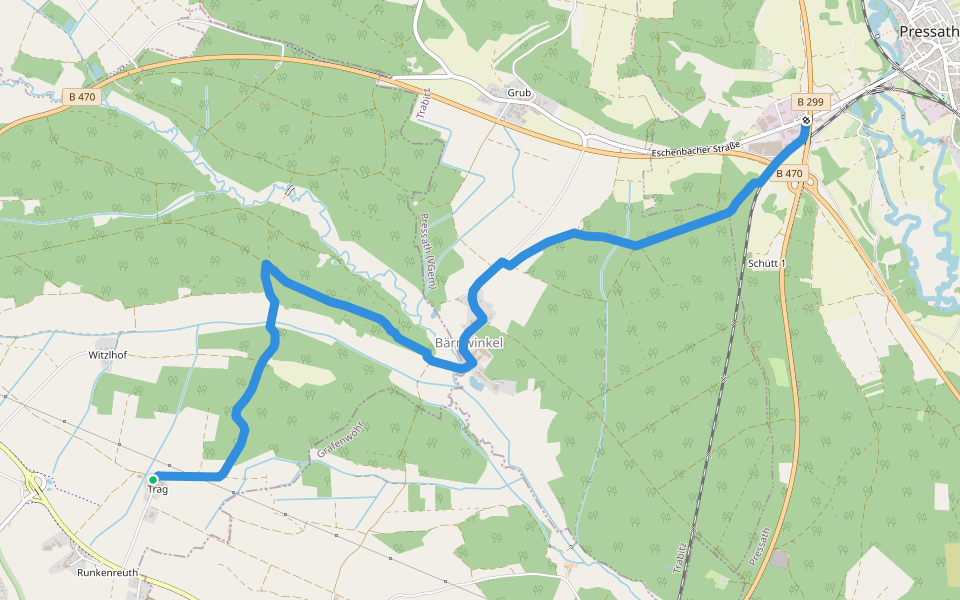 Grafenwöhr Gründerweg Abkürzung walking route map in Eschenbach in der Oberpfalz