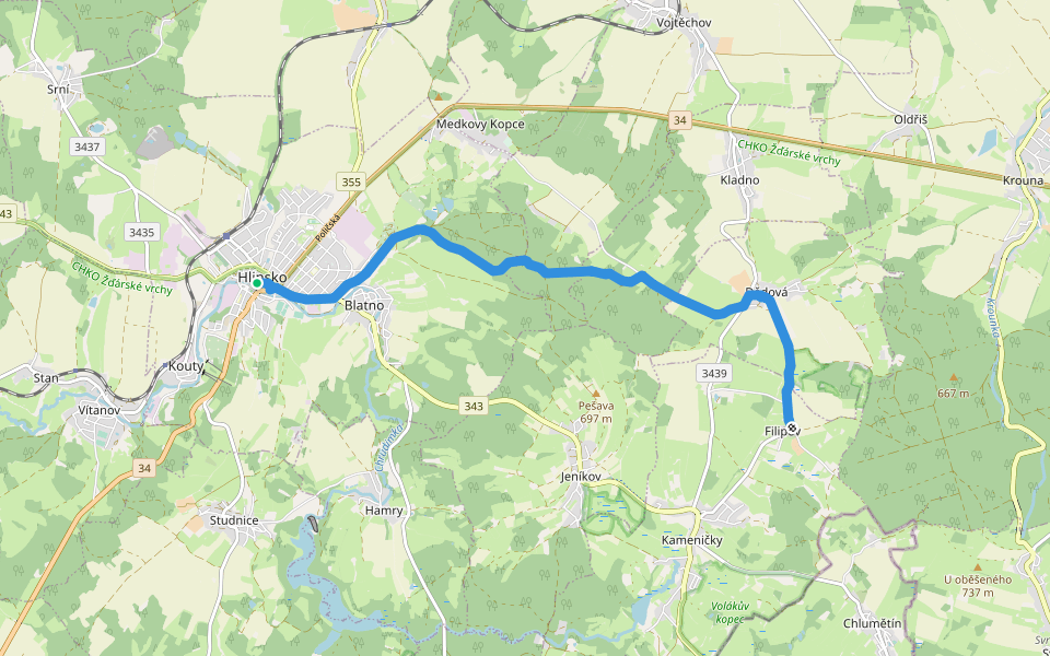 [Ž] Filipov - Hlinsko walking route map in Hlinsko