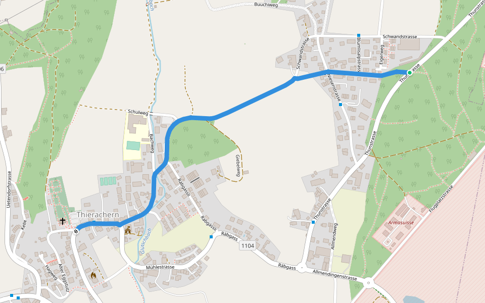 Thierachern Kirche - fixme walking route map in Thierachern