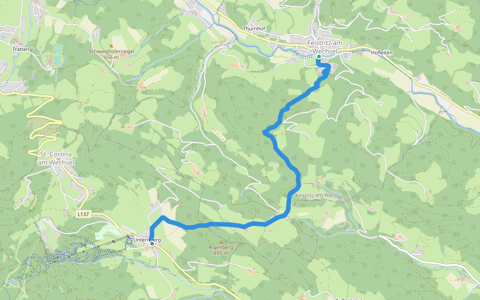 Festritz am Wechsel - Unternberg walking route map in Feistritz am Wechsel