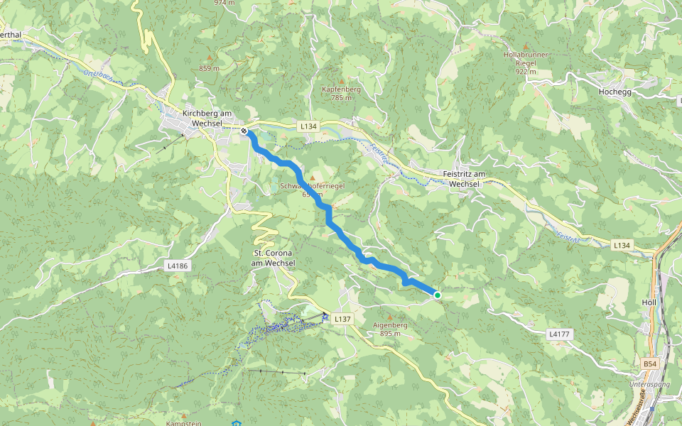 Kirchberg - Paßkapelle walking route map in Feistritz am Wechsel